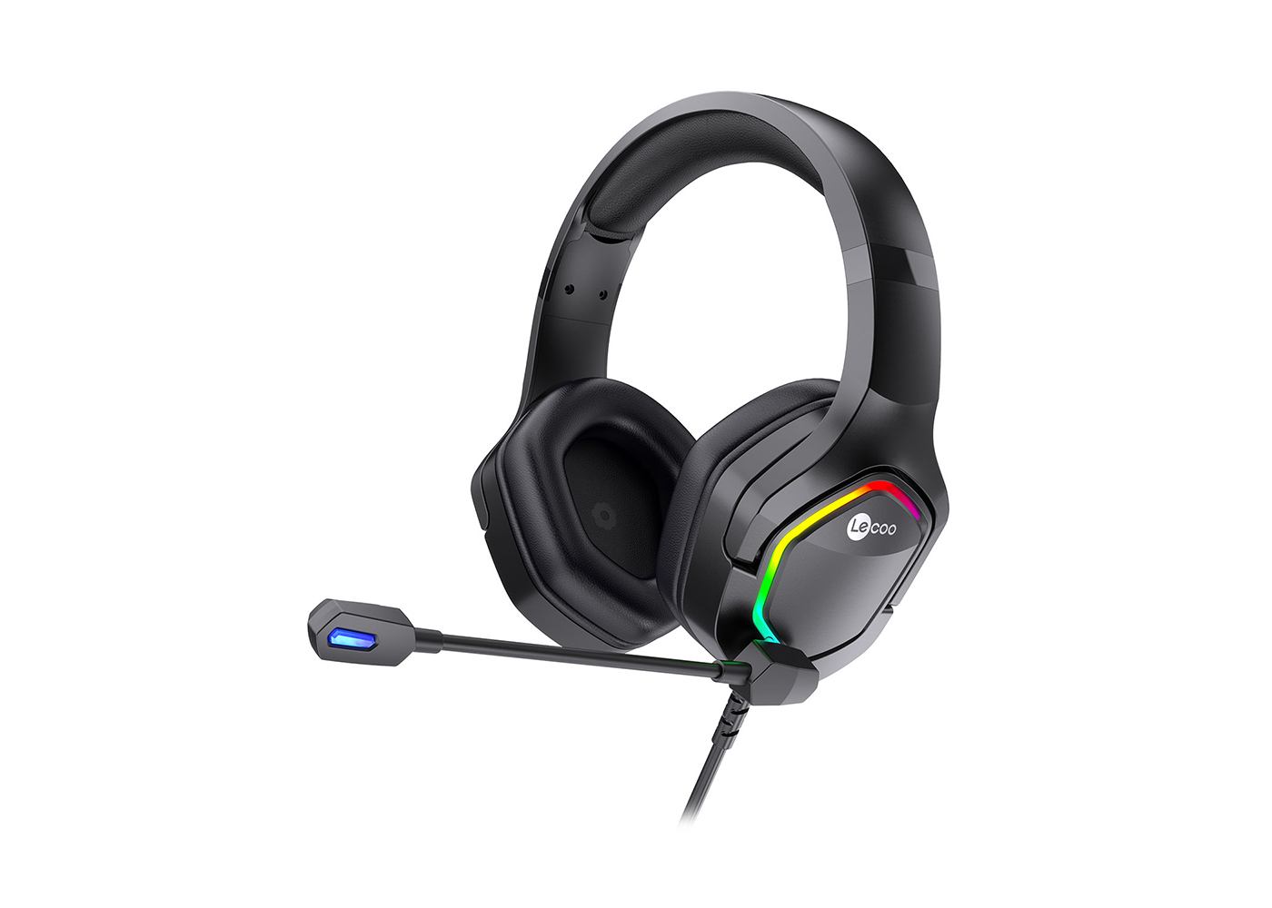 Lecoo HT403 USB Kulak Üstü RGB LED Aydınlatmalı Siyah Kablolu Gaming Kulaklık