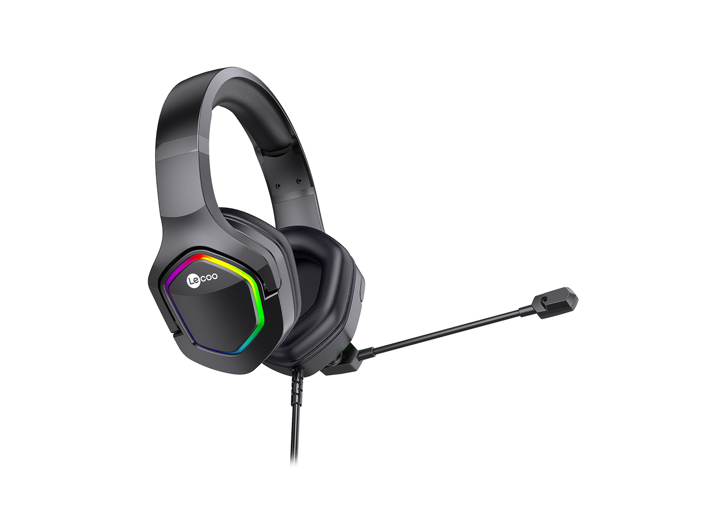 Lecoo HT403 USB Kulak Üstü RGB LED Aydınlatmalı Siyah Kablolu Gaming Kulaklık