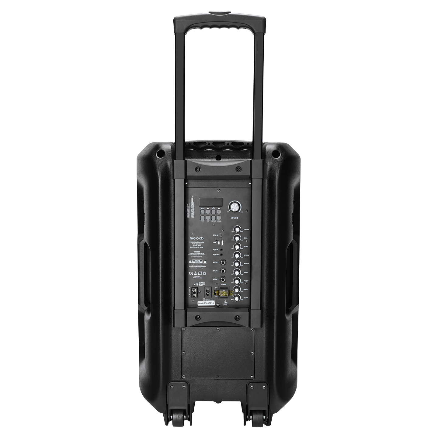 Microlab M63 120W 2 Adet UHF Mikrofonlu OTG USB+TWS+AUX+Bluetooth Destekli Siyah Profesyonel Ses Sistemi