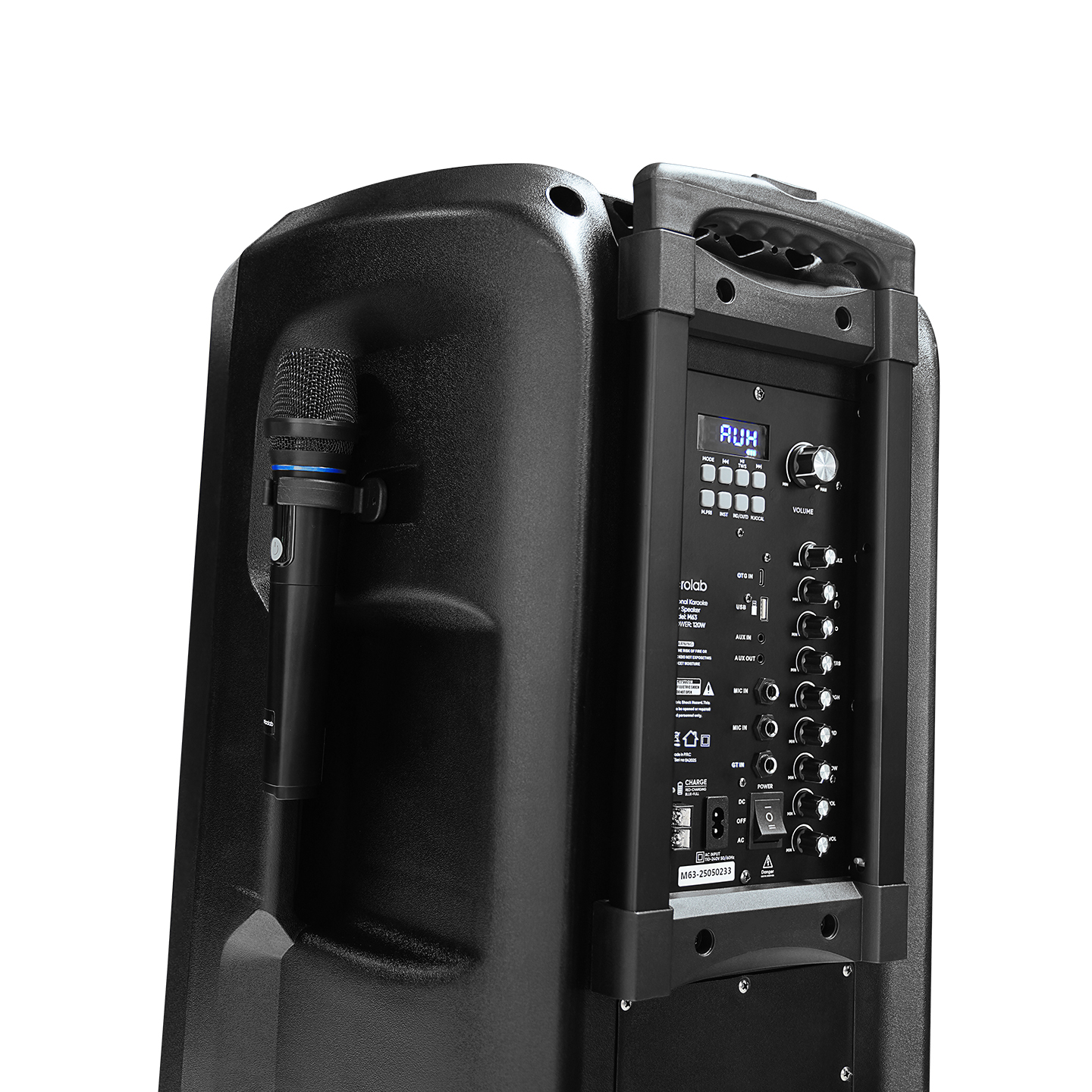 Microlab M63 120W 2 Adet UHF Mikrofonlu OTG USB+TWS+AUX+Bluetooth Destekli Siyah Profesyonel Ses Sistemi