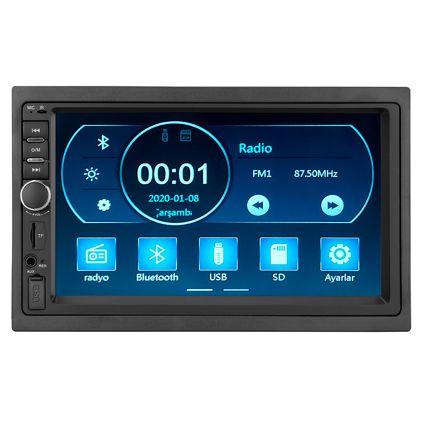 Mikado MC-X200D 7 TFT Usb-SD-Bluetooth Geri Vites Kameralı Double DIN 4*50W Multimedia Ekran Oto Teyp