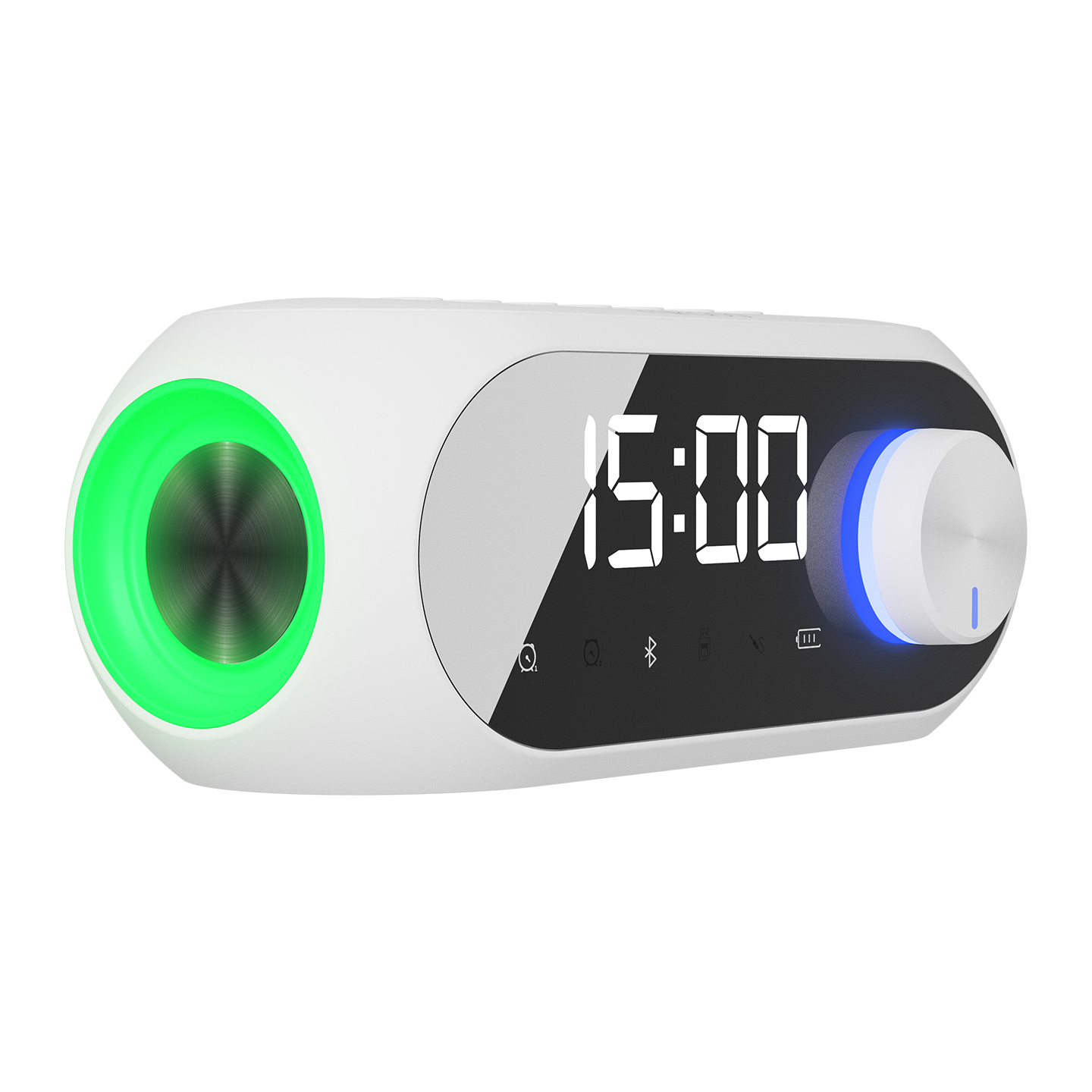 Mikado MD-W7 1200mAh 5W Beyaz Bluetooth-Aux-Derece-Usb-FM Double Alarmlı Saat Speaker