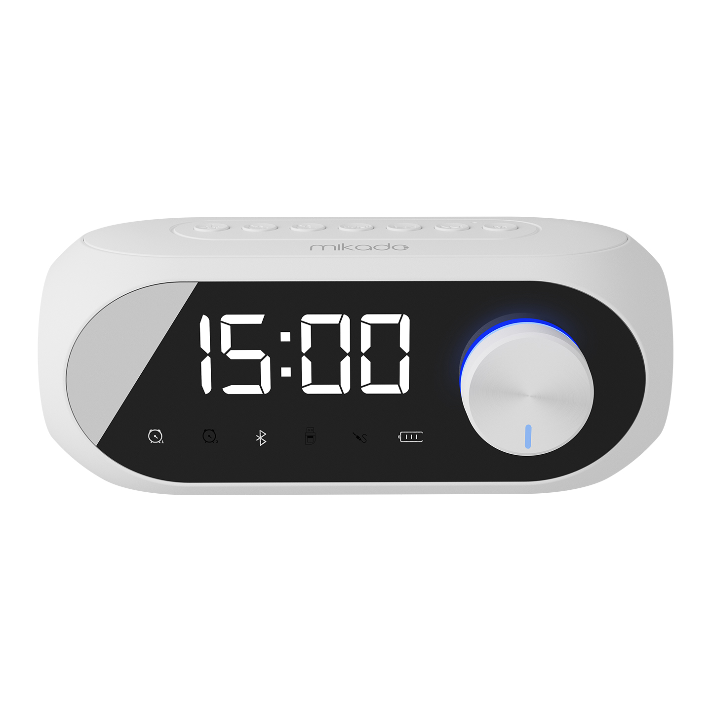 Mikado MD-W7 1200mAh 5W Beyaz Bluetooth-Aux-Derece-Usb-FM Double Alarmlı Saat Speaker