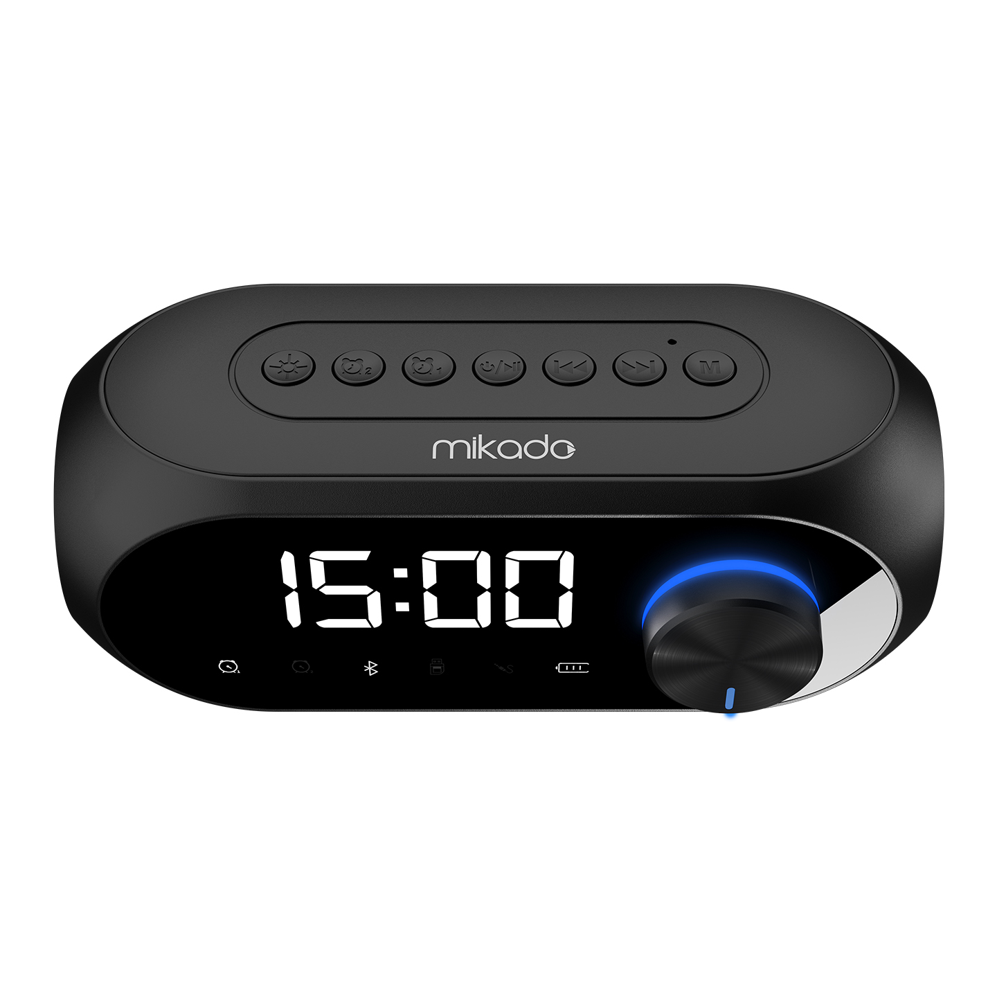 Mikado MD-W7 1200mAh 5W Siyah Bluetooth-Aux-Derece-Usb-FM Double Alarmlı Saat Speaker