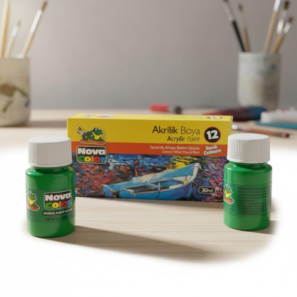 Nova Color Şişe Akrilik Boya Yeşil Renk 30 Ml