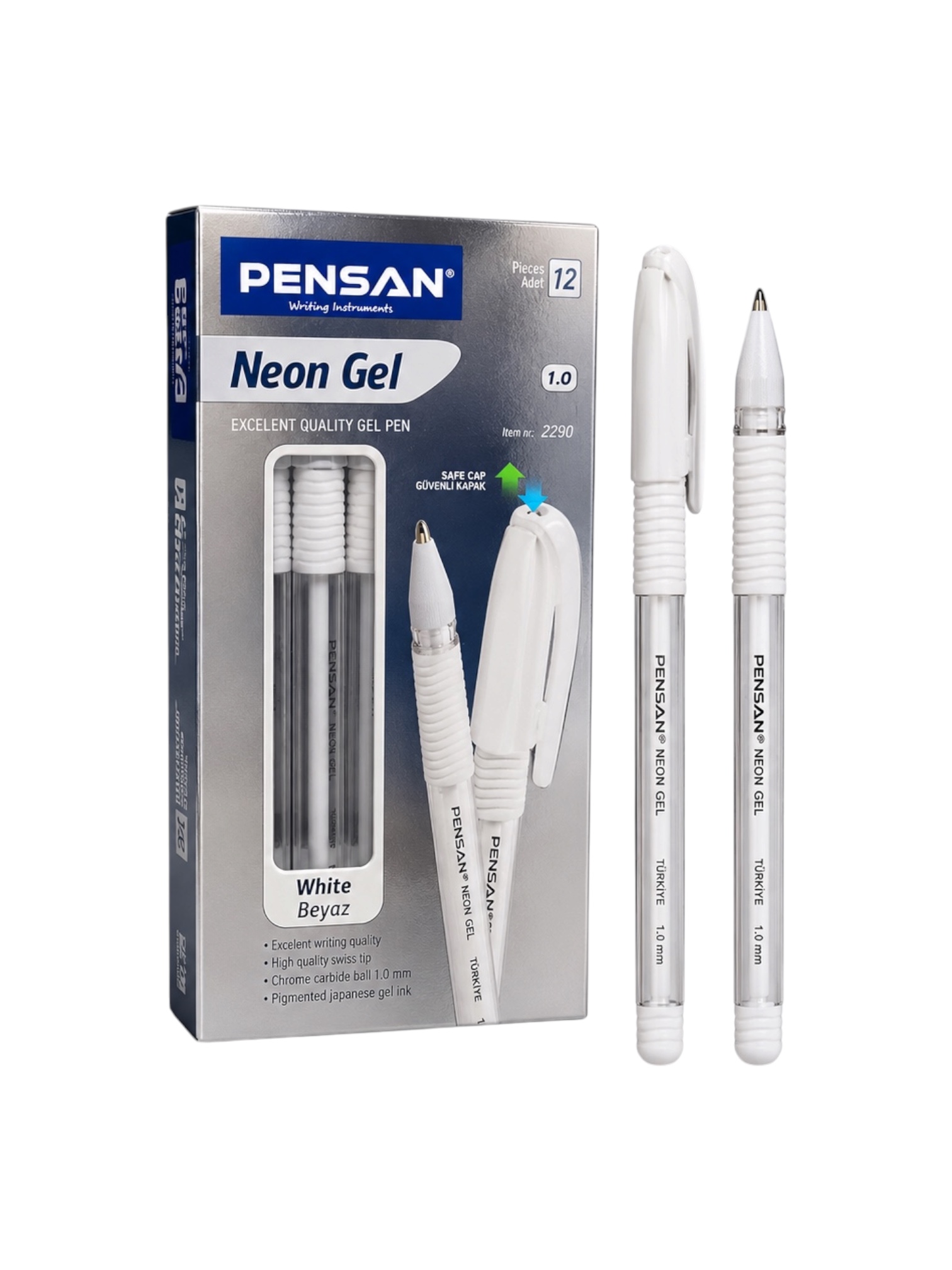 Pensan Beyaz Neon Jel Tükenmez Kalem