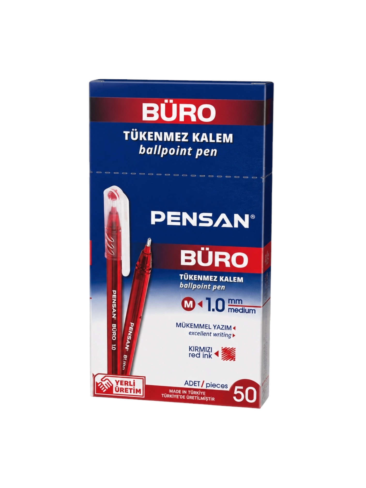 Pensan Büro Tükenmez Kalem Kırmızı Renk 1.0 Mm 5 Adet