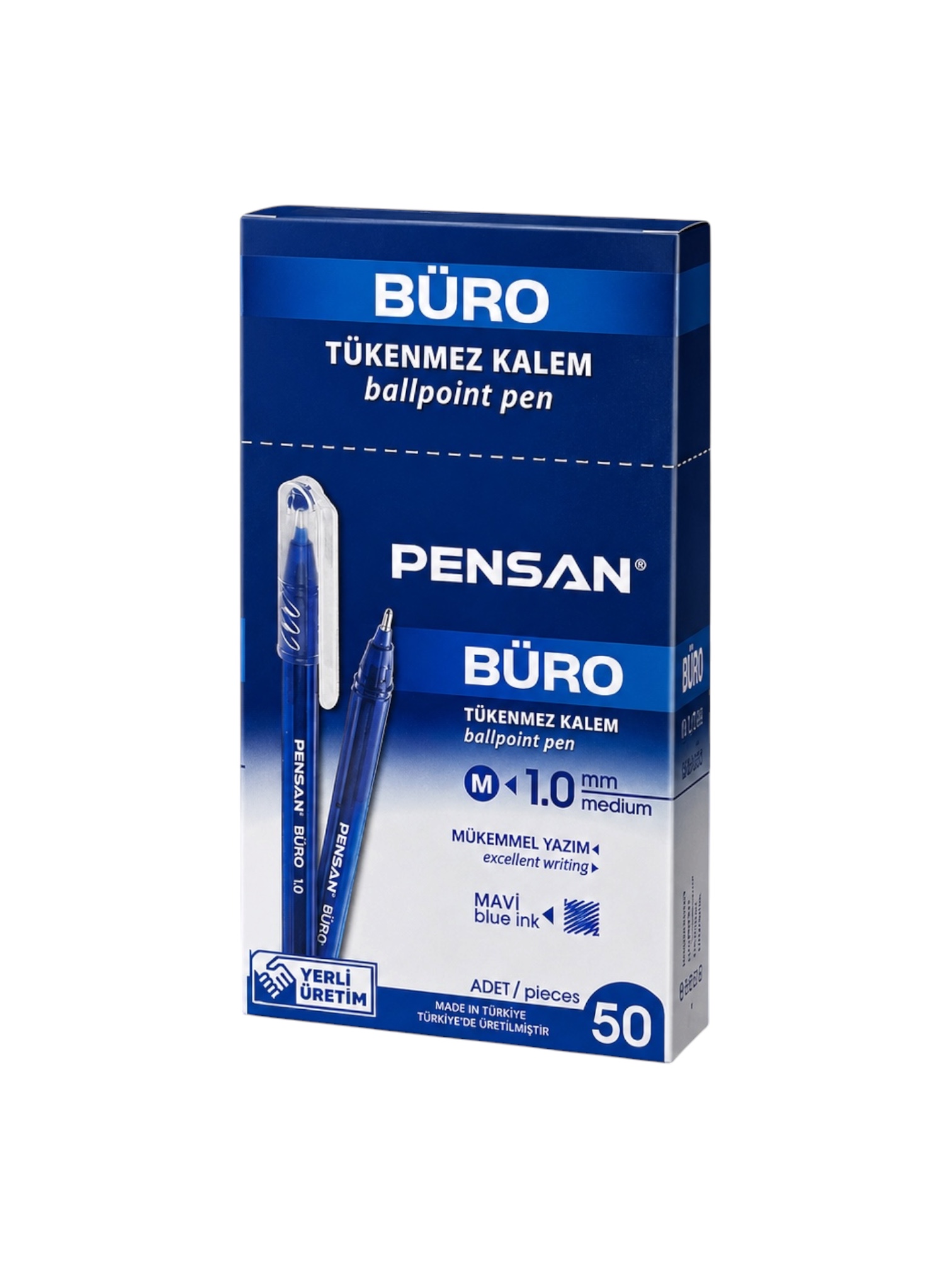 Pensan Büro Tükenmez Kalem Mavi Renk 1.0 Mm 5 Adet