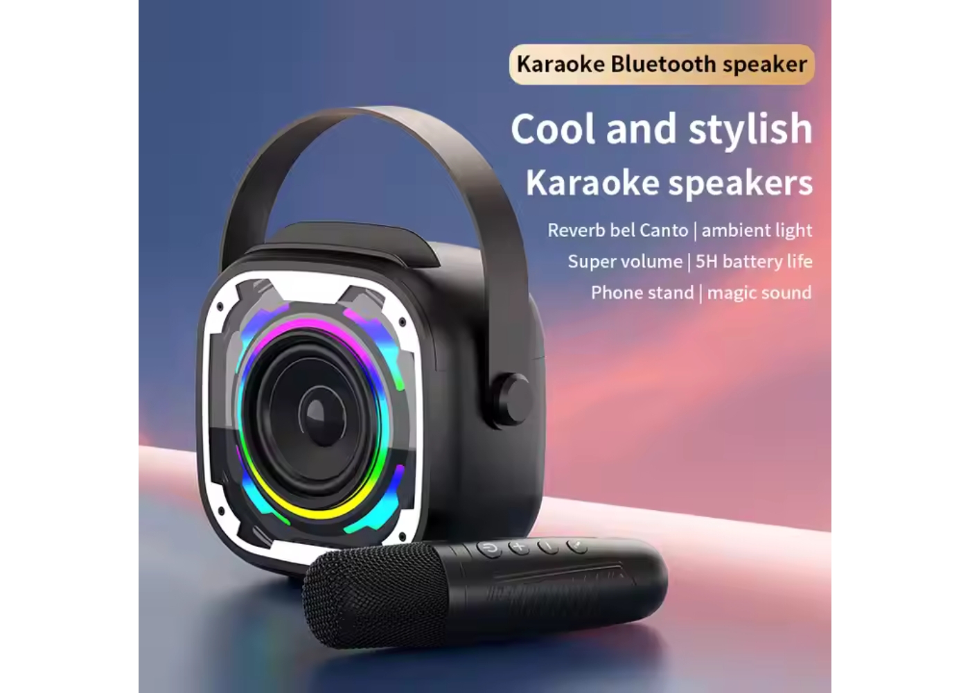 Platoon PL-4622 BT+TF+USB+AUX Type-C Girişli Telefon Standlı Tek Mikrofonlu Işıklı Bluetooth Speaker (V11)