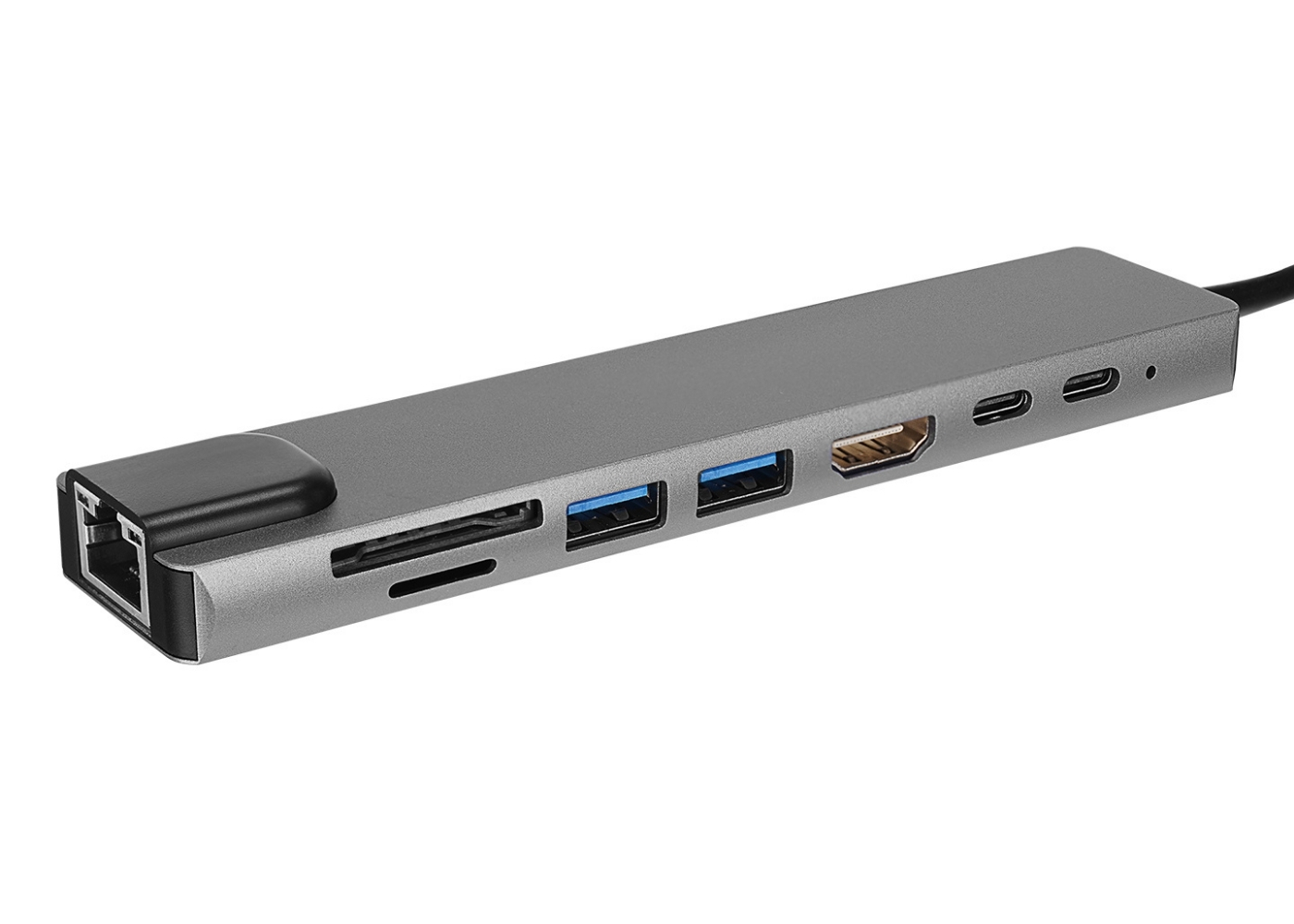 Platoon PL-5575 4K@30Hz Gri Metal 2xUSB3.0, 1xUSB2.0, 1000Mbps PD, TypeC Data, SD/TF Kart Okuyucu Type C Adaptör Çeviric