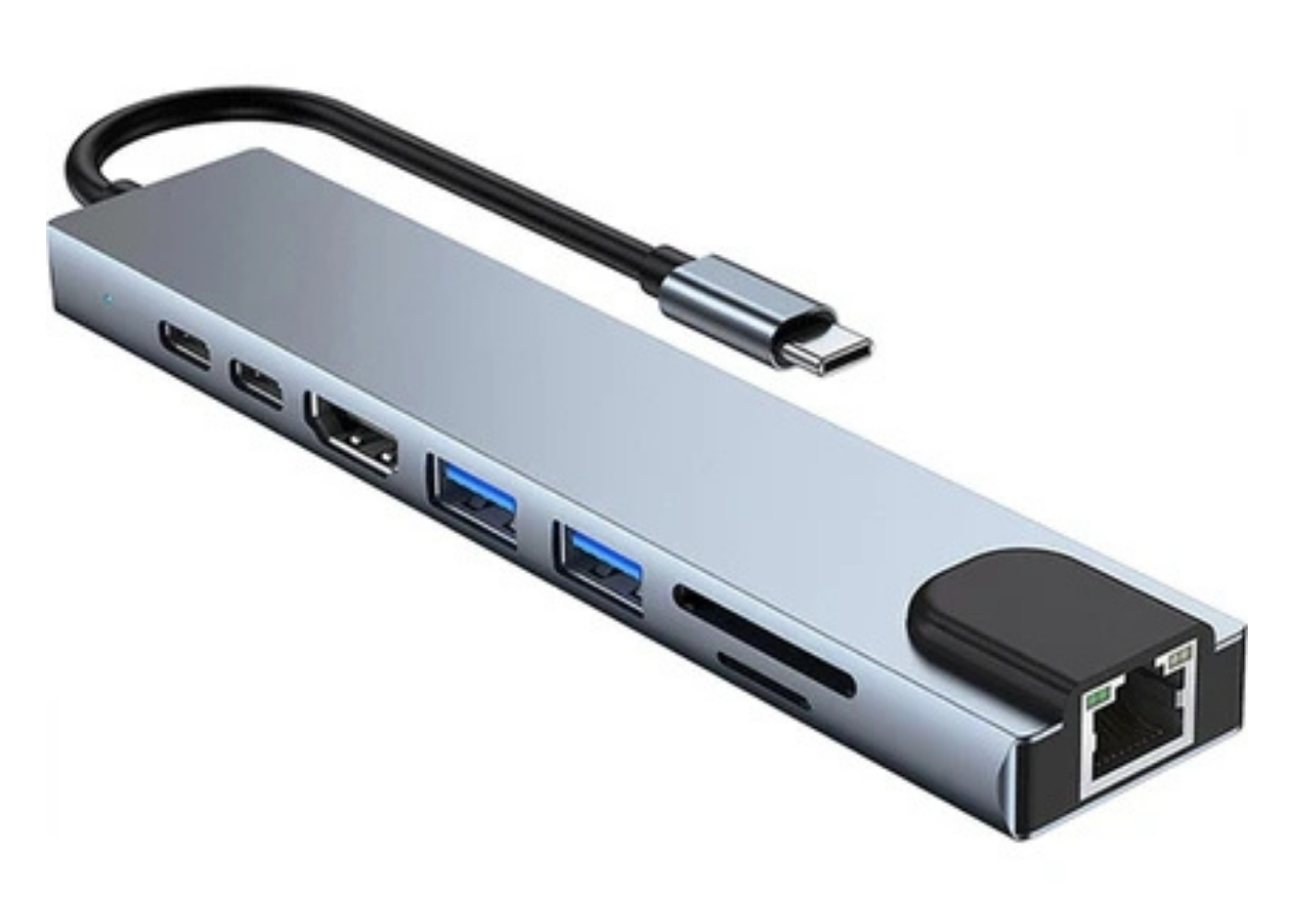 Platoon PL-5575 4K@30Hz Gri Metal 2xUSB3.0, 1xUSB2.0, 1000Mbps PD, TypeC Data, SD/TF Kart Okuyucu Type C Adaptör Çeviric