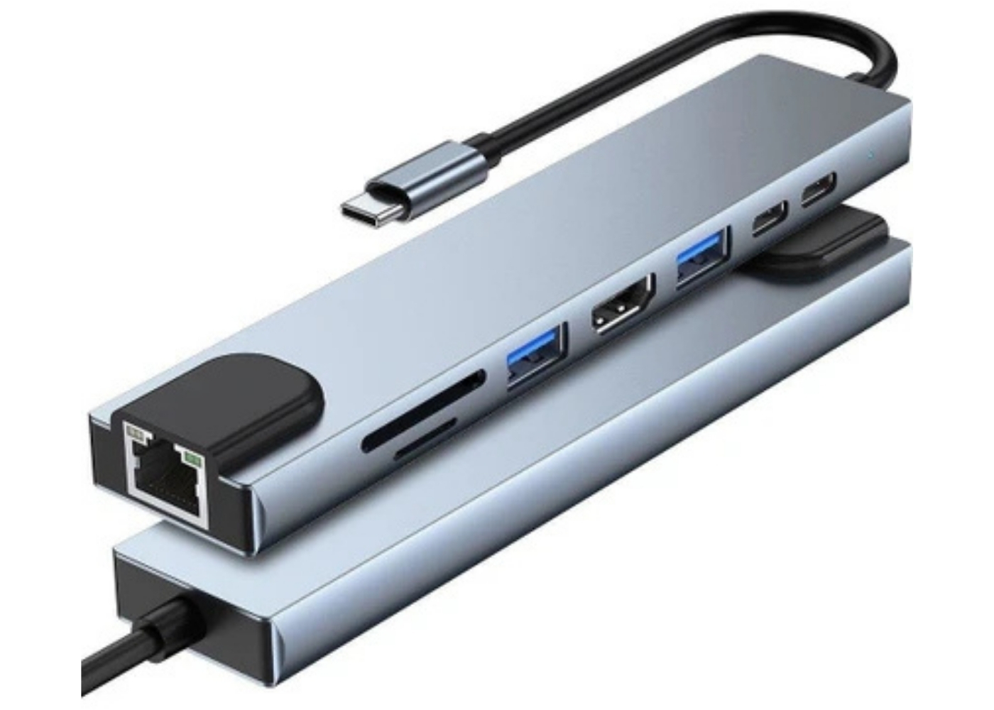 Platoon PL-5575 4K@30Hz Gri Metal 2xUSB3.0, 1xUSB2.0, 1000Mbps PD, TypeC Data, SD/TF Kart Okuyucu Type C Adaptör Çeviric