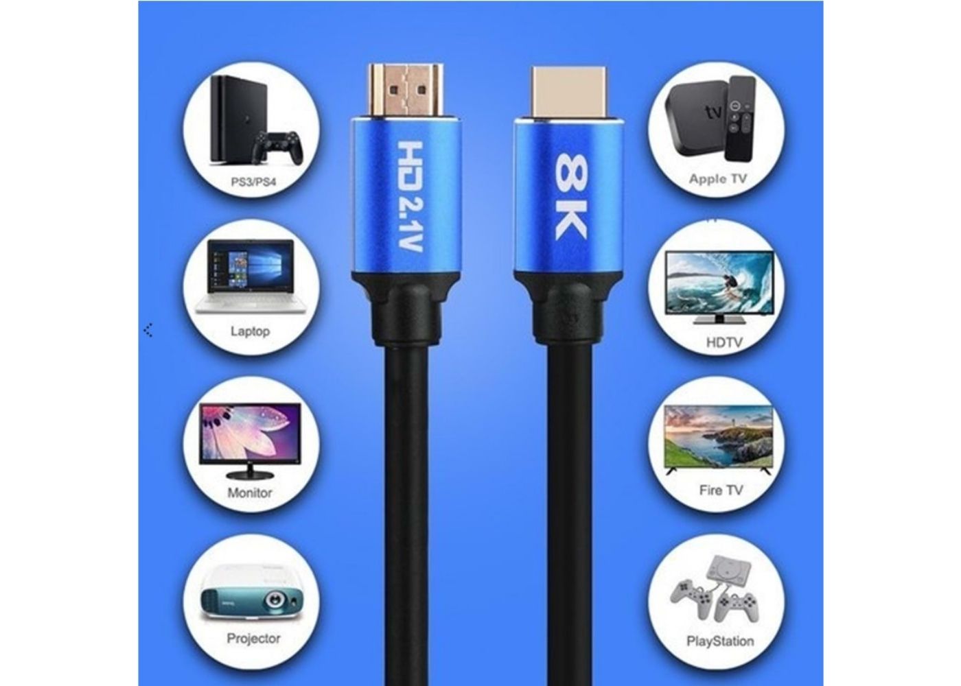 Platoon PL-8958 5 M 8K Ultra HD 2.1V 48Gbps Altın Kaplama HDMI Kablosu