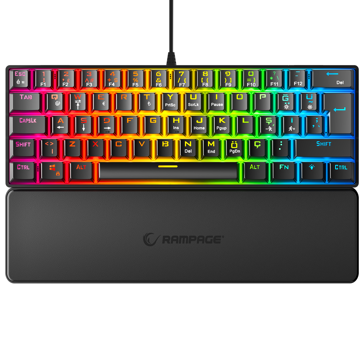 Rampage Ally K11 Siyah Rainbow Q Bilek Destekli Red Switch Gaming Oyuncu Klavye