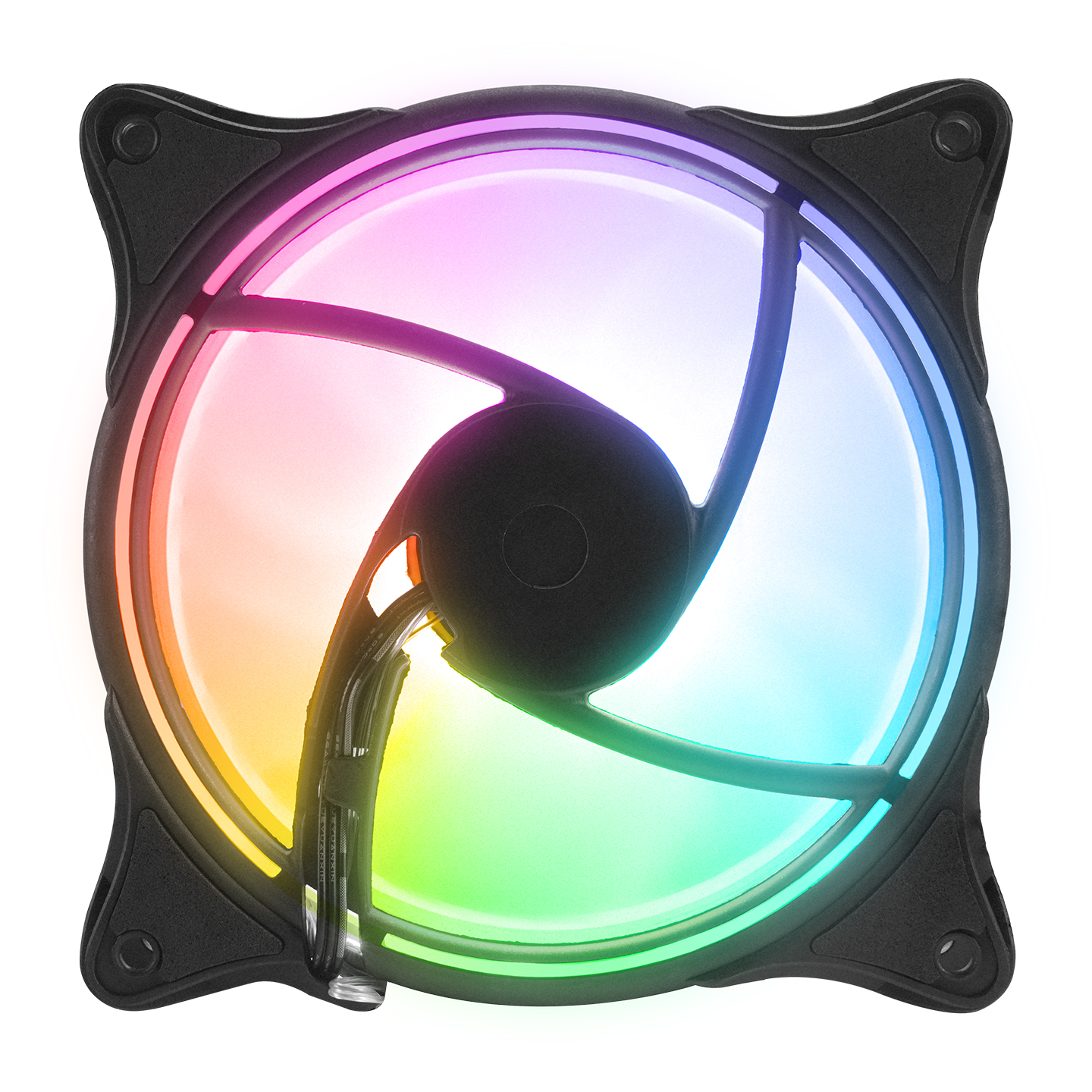 Rampage Glare F50 38CFM 1200RPM 12cm Rainbow 3P+ 4P Molex Soketli Siyah Kasa Fanı