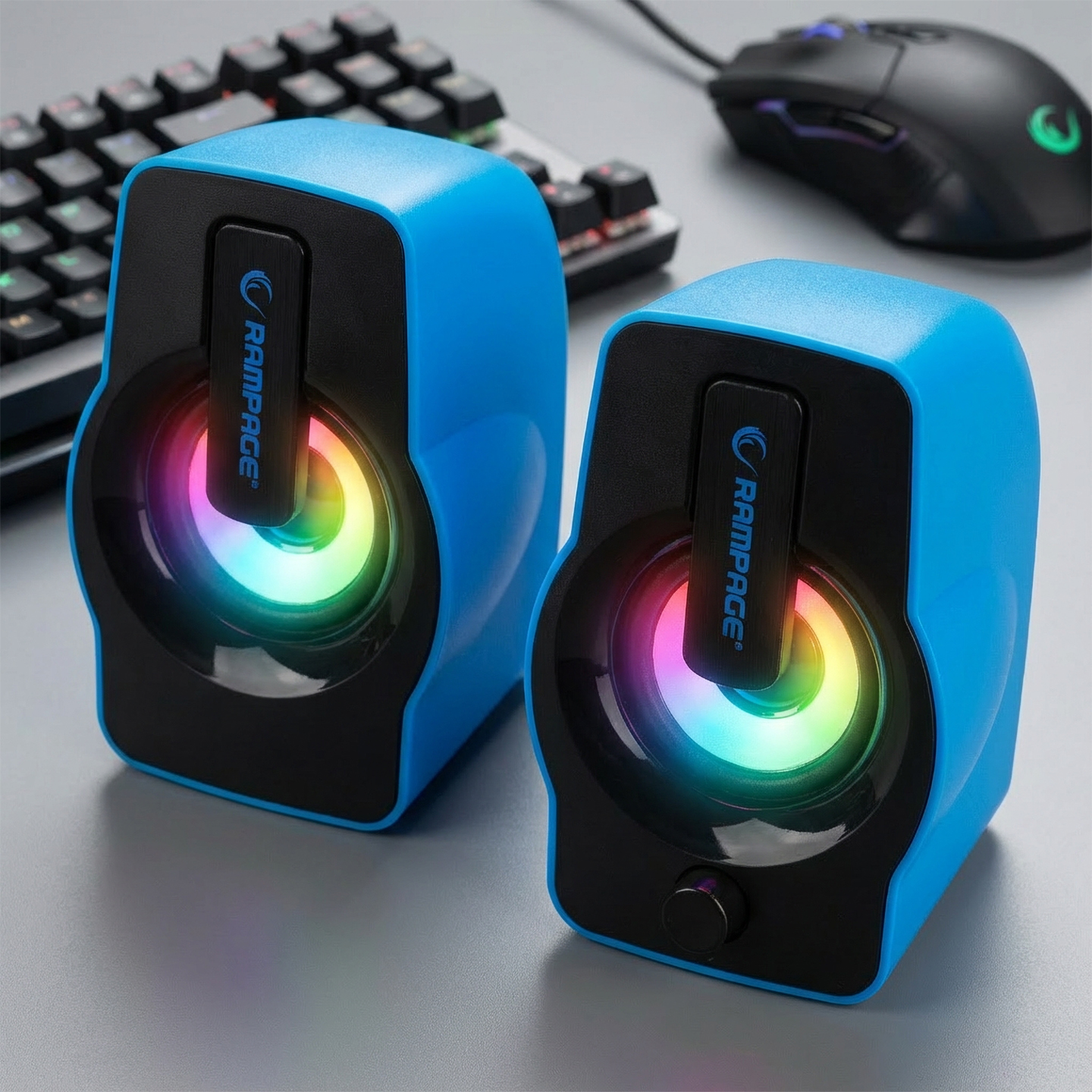 Rampage RMS-G7 Falsetto 2.0 6 Watt RGB Ledli Mavi Multimedia Gaming USB Speaker