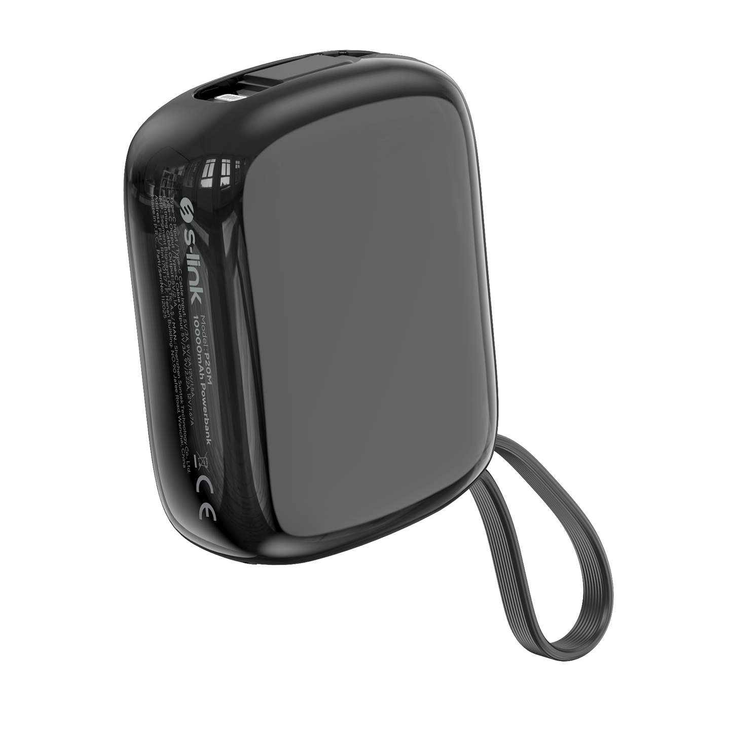 S-Link P20M 10000mAh PD20W Type-C Kablolu Siyah LCD Taşınabilir Pil Şarj Cihazı Powerbank