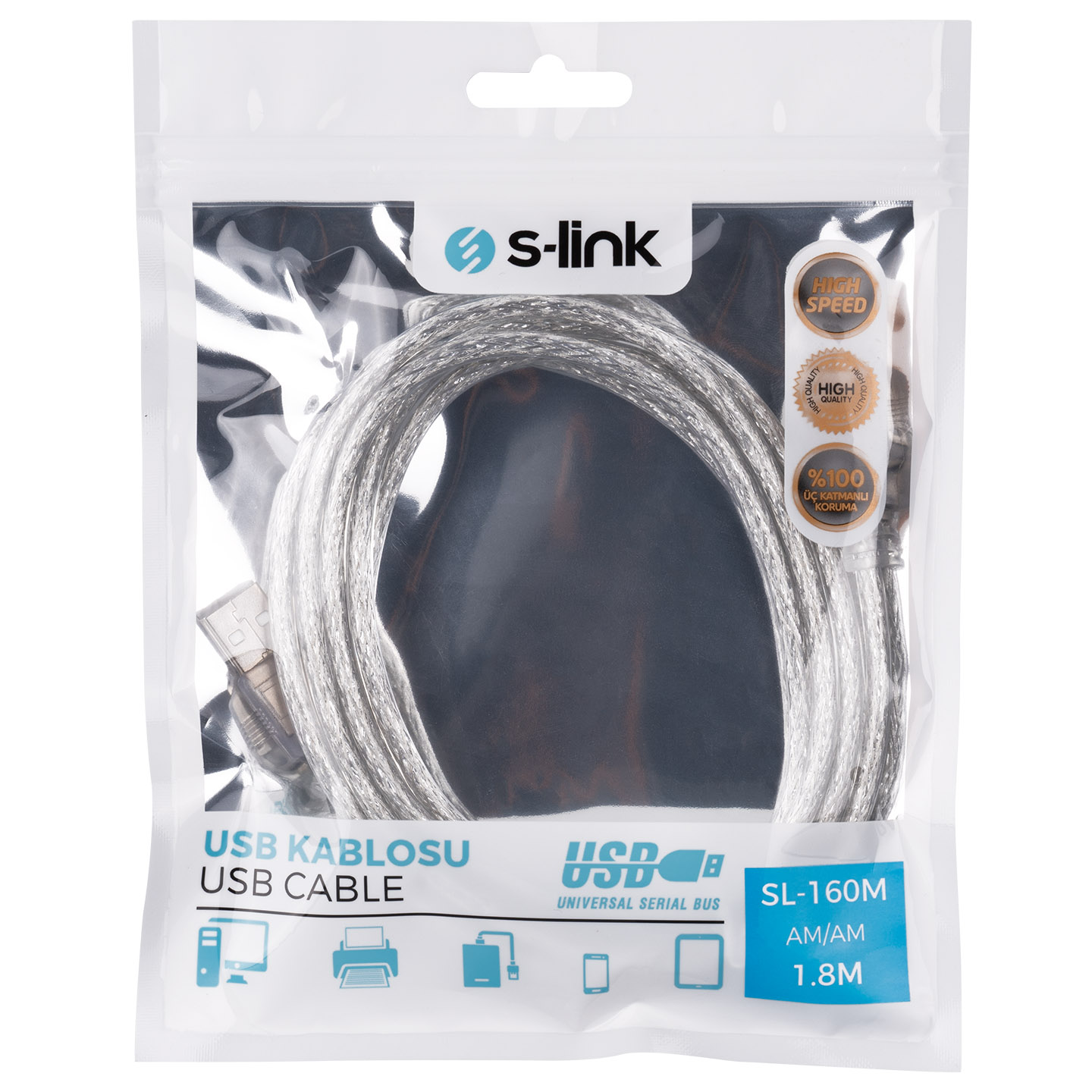 S-Link SL-160M Usb 1.8m M/M Kablosu