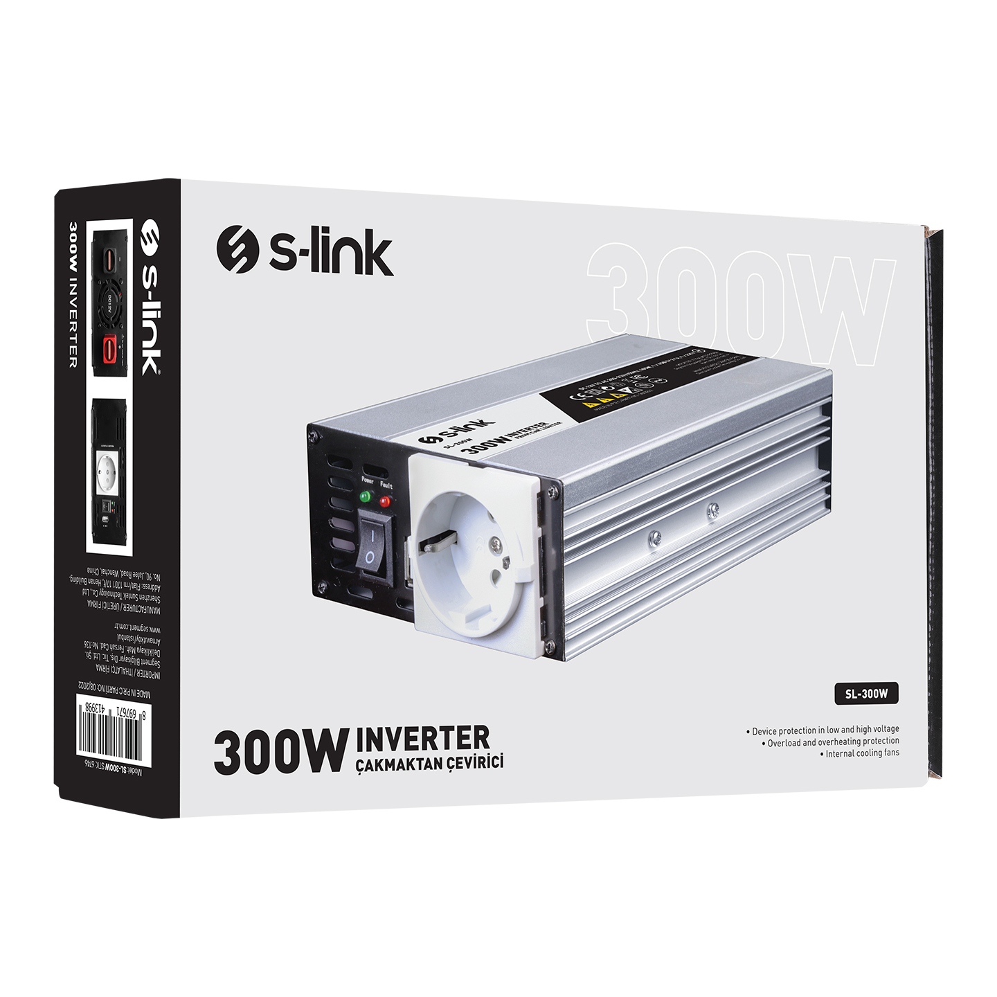 S-Link SL-300W 300W DC12V-AC230V Çakmaktan Power Inverter