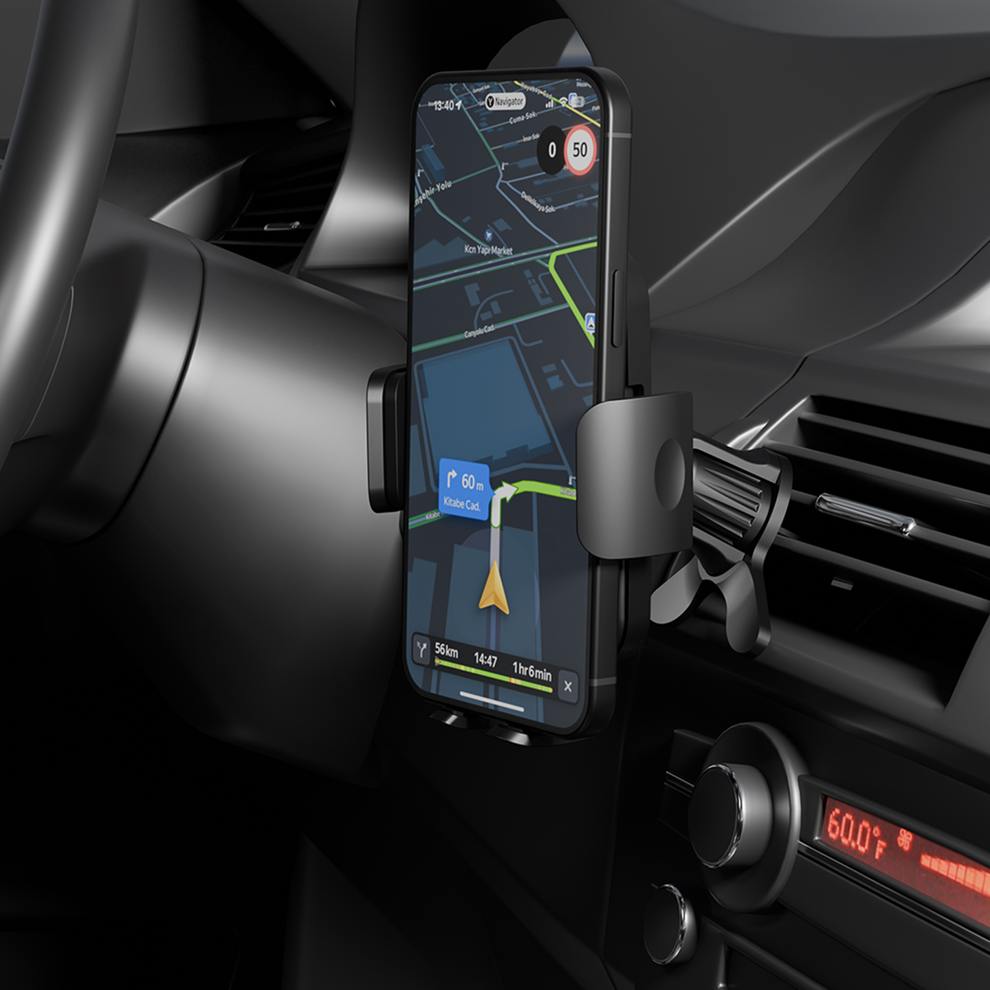 S-Link SL-AT89 Universal Ayarlanabilir Siyah Klima Izgara Üzeri Araç Telefon Tutucu
