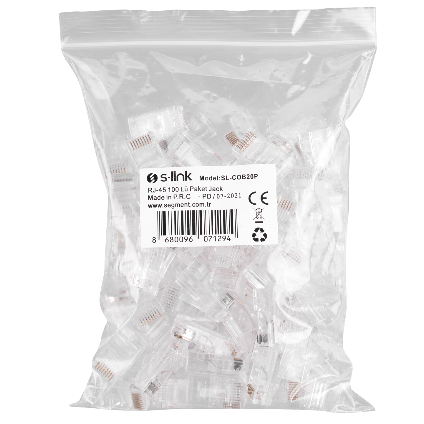S-Link SL-COB20P RJ-45 100 Lü Paket Yeni Nesil Jack UTP