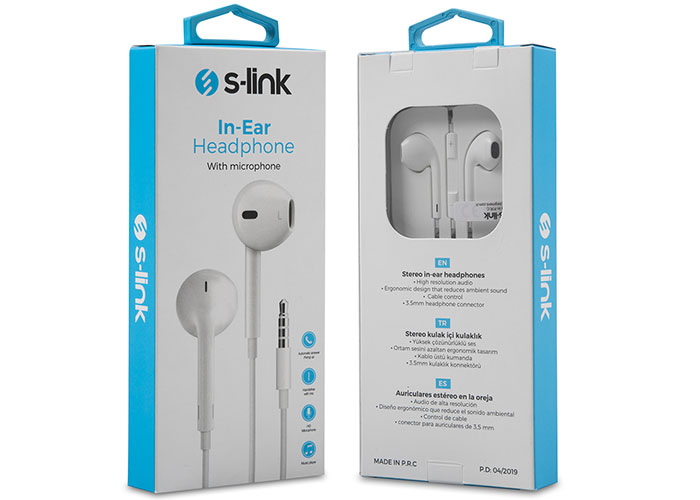 S-Link SL-KU170 Mobil Telefon Uyumlu Kulak Içi Beyaz Mikrofonlu Kulaklık