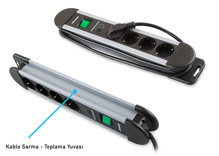 S-Link Swapp SPGKS05 1.5m 3G1.5mm2 900 Joule 5Li Akım Kor. Gri Priz Çoklayıcı