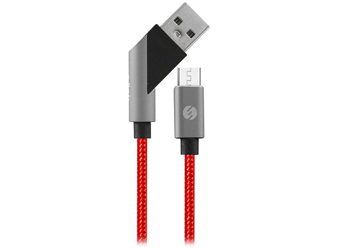 S-Link Swapp SW-C570 1M 3A Micro Usb Çapraz Uçlu Kırmızı/Gri Şarj Kablosu