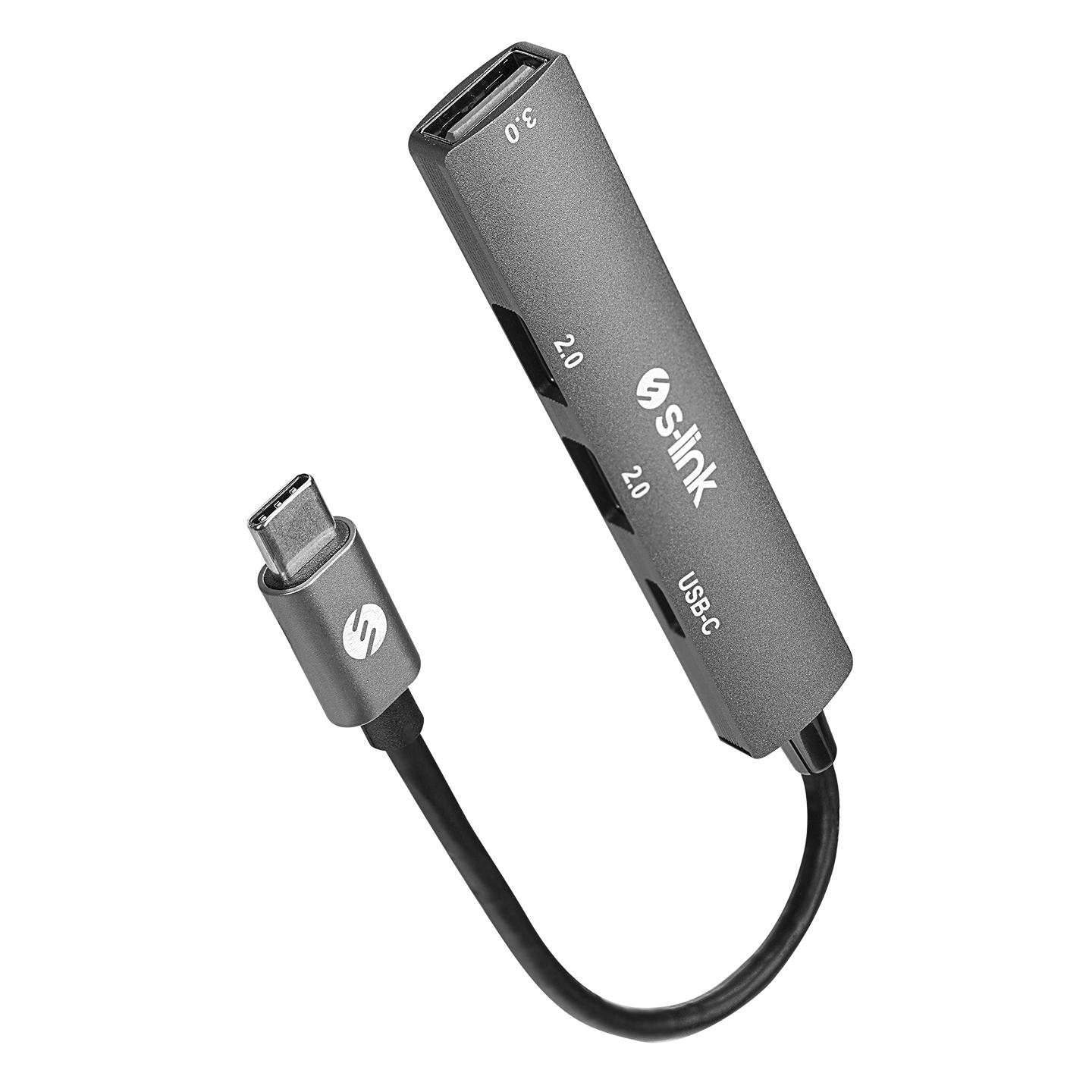 S-Link SWV-USBC023 4 In 1 Gri Metal TypeC To 2*USB2.0 USB 3.0, PD Type C Adaptör