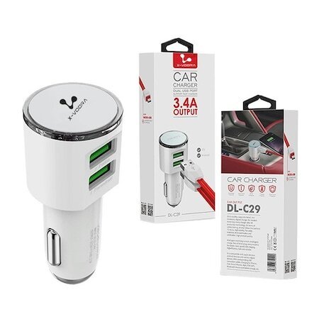 X-Voora DL-C29 Universal 3.4A Çift Port Beyaz Araç Şarj Cihazı