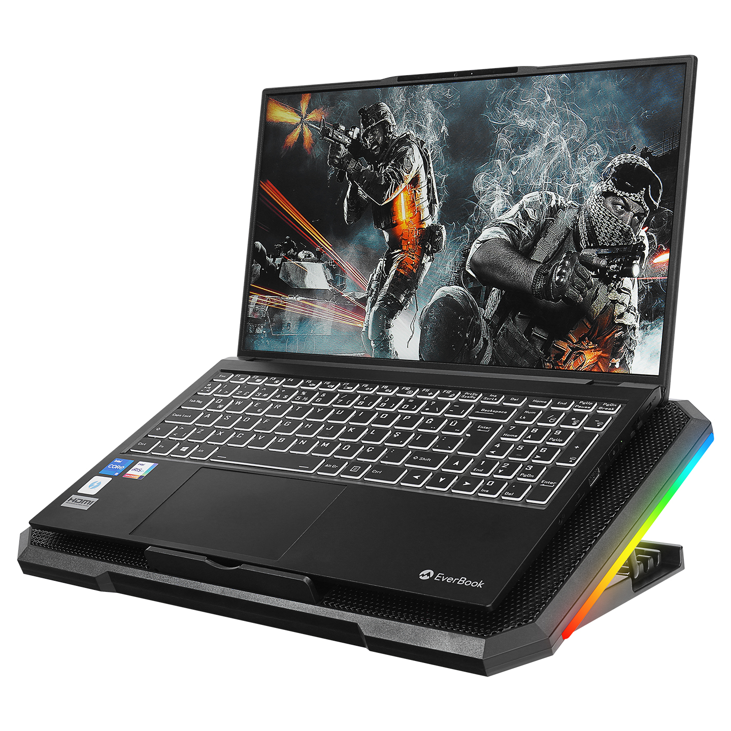Addison Rampage AD-RC12 Claw Siyah 2 Fan 2 USB RGB Işıklı 15-17 Notebook Soğutucu Stand
