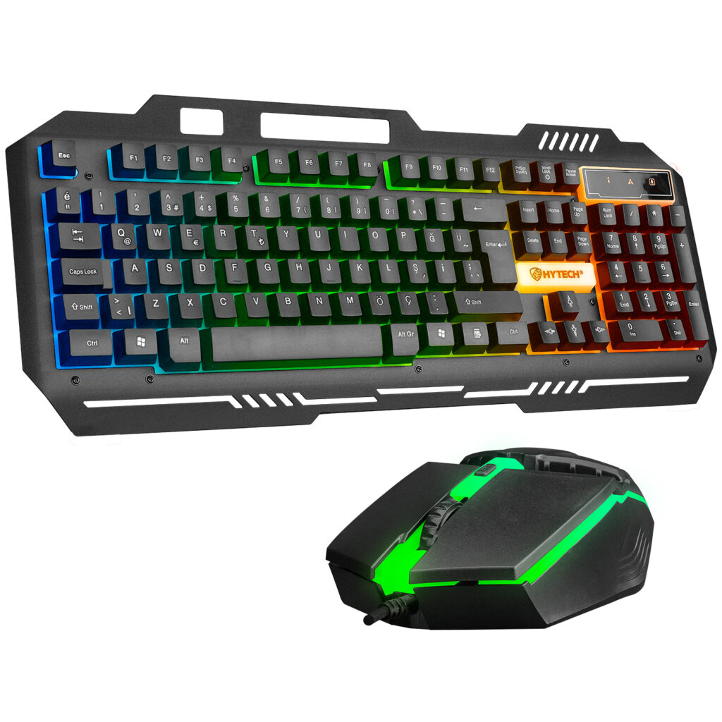 Hytech HKM-X86 Quin Siyah Usb Gökkuşağı Zemin Aydınlatmalı Gaming Oyuncu Klavye + Mouse Set