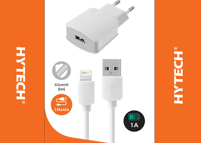 Hytech HY-A82 5V 1A iPhone Kablolu Ev Şarj Cihazı