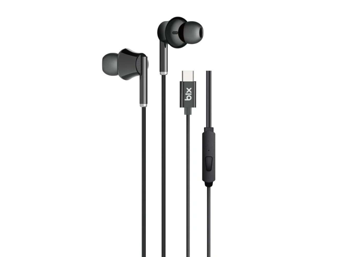 Bix HF01C Type-C 14mm Extra Bass Özellikli Mikrofonlu Kulak içi Kulaklık Siyah