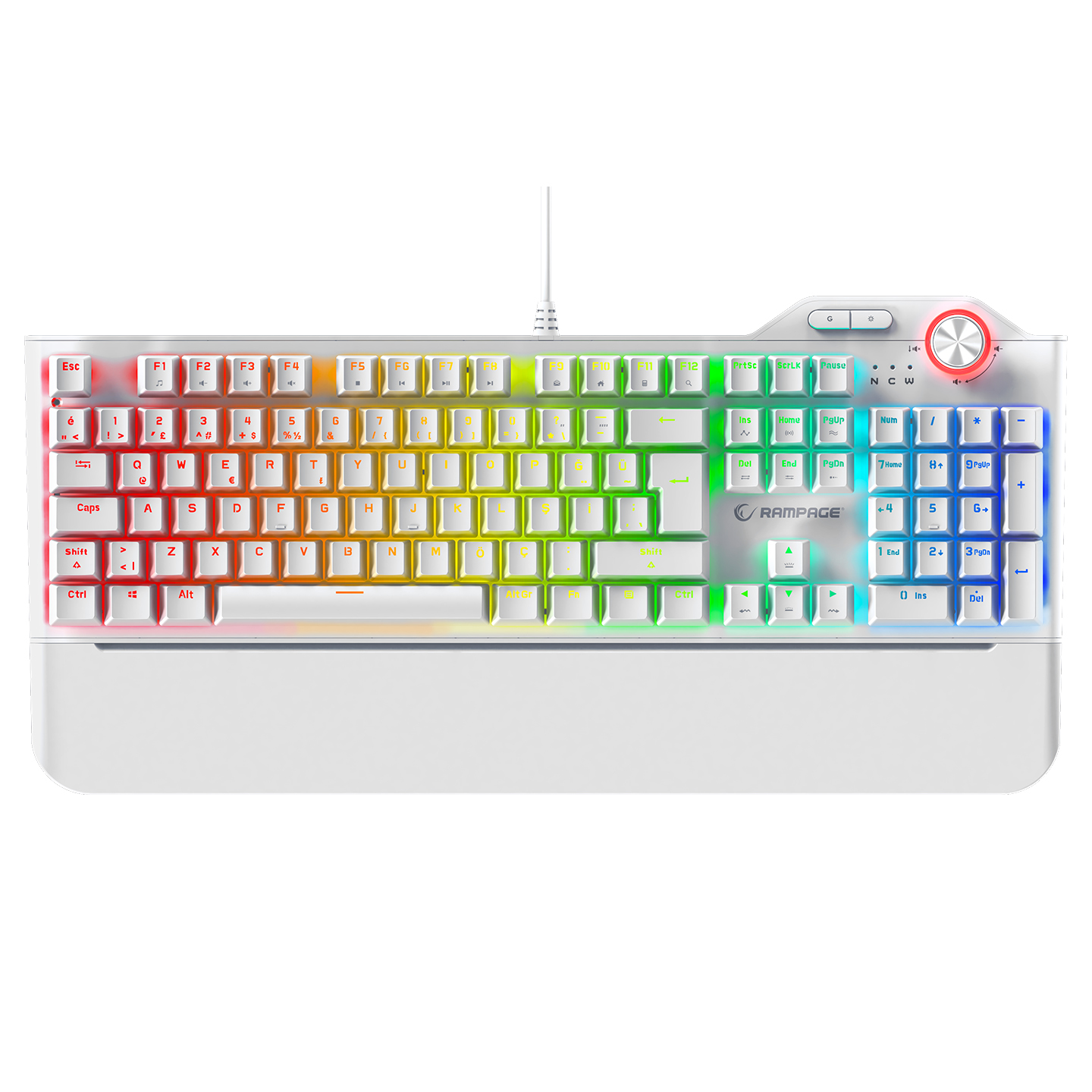 Rampage Hydra R6 Full Color RGB LED Beyaz Gaming Pro Red Switch Q Aluminyum Kaplama Multimedia Mekanik Klavye