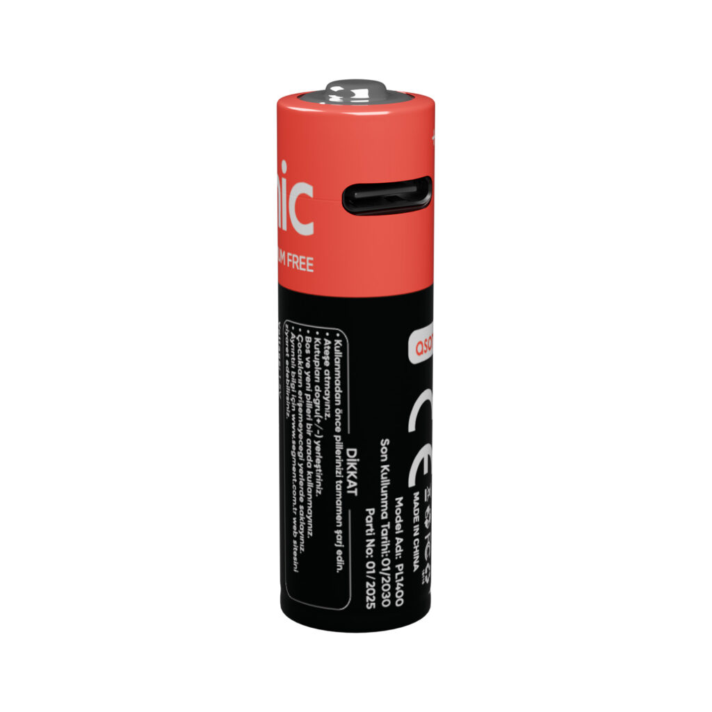 Asonic PL1400 AA Kalın 1.5V 1400mAh/2600mwh Type-C USB Şarjli 2Lİ Pil