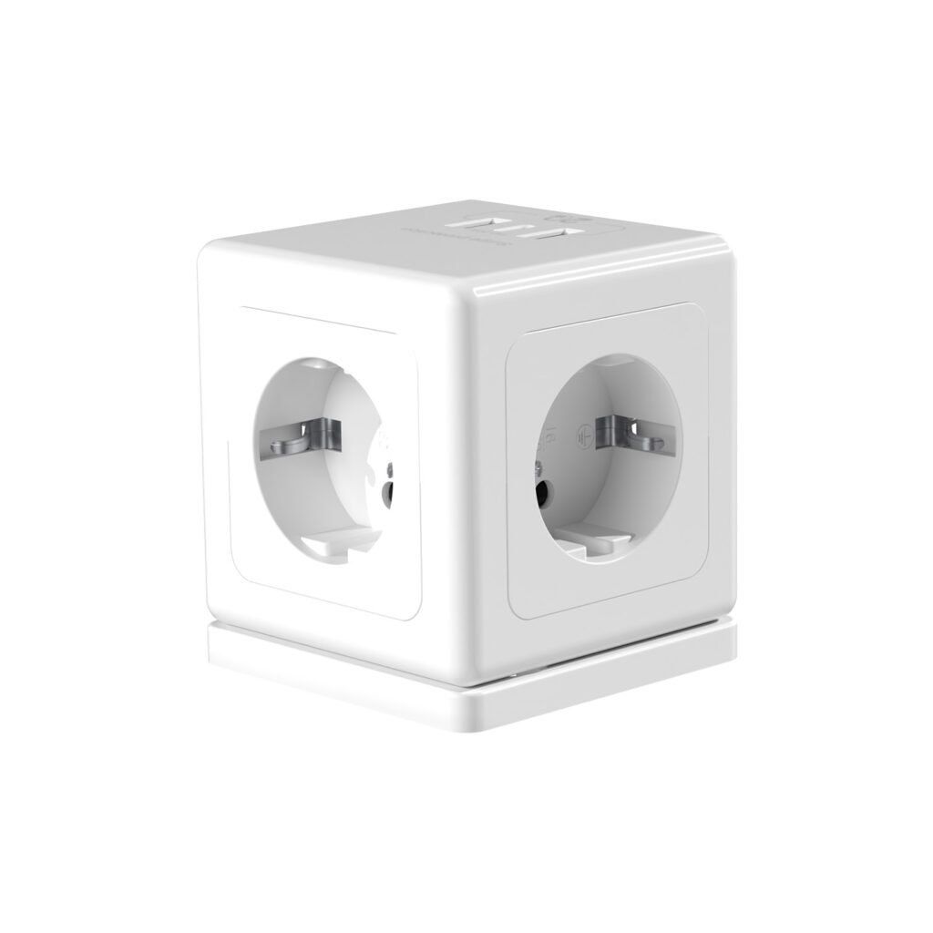 S-link PRZ04 4 Soketli 2 USB 1 Type-C PD20 2M 306 Joule Tam Bakır Küp Beyaz Akım Korumalı Priz