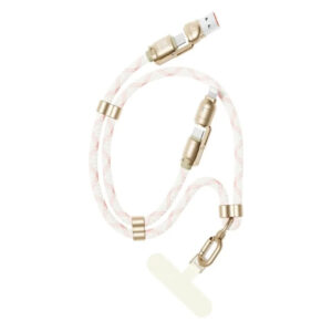 Bix BX5IN1C 240W Hızlı Şarj Kablosu 1.5m Örgülü Askı İpli - Pembe
