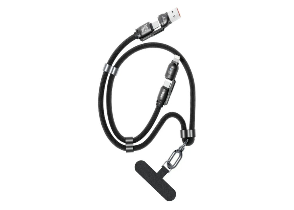 Bix BX5IN1C 240W Hızlı Şarj Kablosu 1.5m Örgülü Askı İpli - Siyah