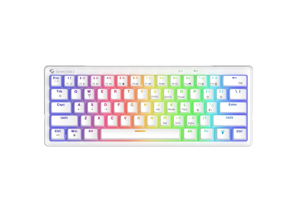 Gameagle GE2015 Poseidon RGB Kablolu 12 Mod RGB US Layout DoubleShot FullAnti-Ghosting Mekanik Oyuncu Klavyesi Beyaz