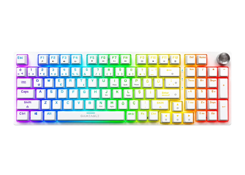 Gameagle GE2029 Diablo RGB Kablolu 20 Mod TR Layout Double Shot Full Anti-Ghosting Mekanik Oyuncu Klavyesi Beyaz
