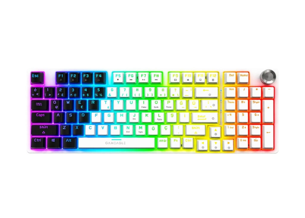 Gameagle GE2031 Diablo RGB Kablolu 20 Mod TR Layout DoubleShot FullAnti-Ghosting Mekanik OyuncuKlavyesi Beyaz/Siyah
