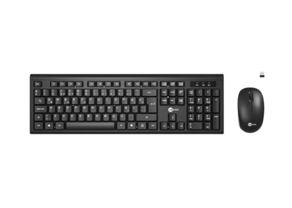 Lecoo KW200 Kablosuz Türkçe Q Klavye & Mouse Set Siyah