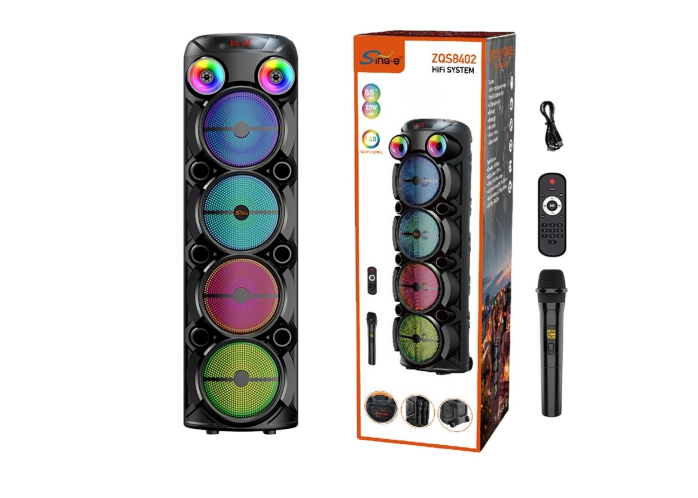 Platoon PL-4812 BT,SD,USB GİRİŞLİ MİC.VE KUMANDALI RGB IŞIKLI