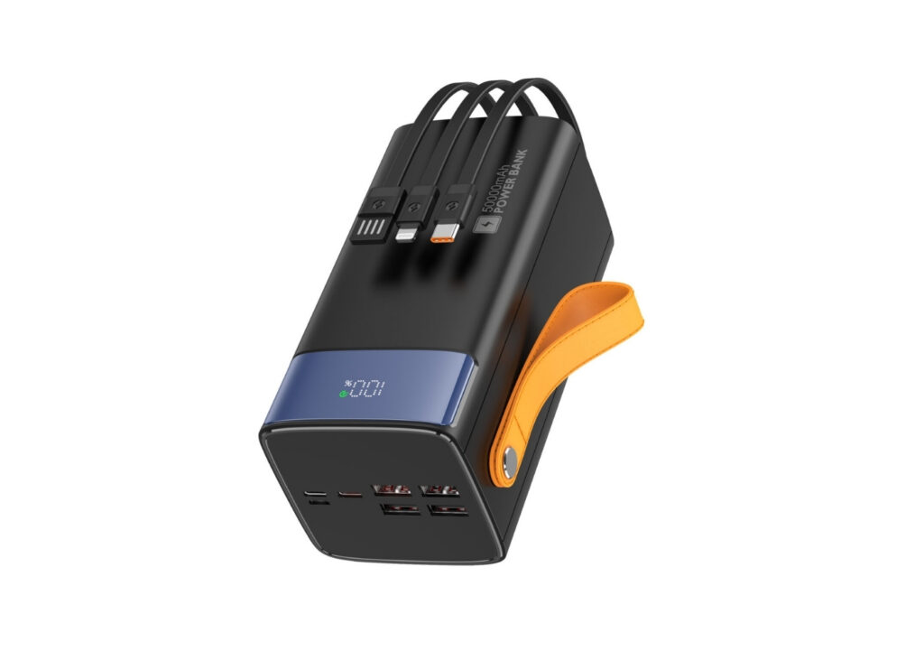 Snapron SNP-3050 50000mAh 22.5W PD Hızlı Şarj Powerbank | Dahili Lightning, Type-C ve USB Kablolu | LCD Ekran