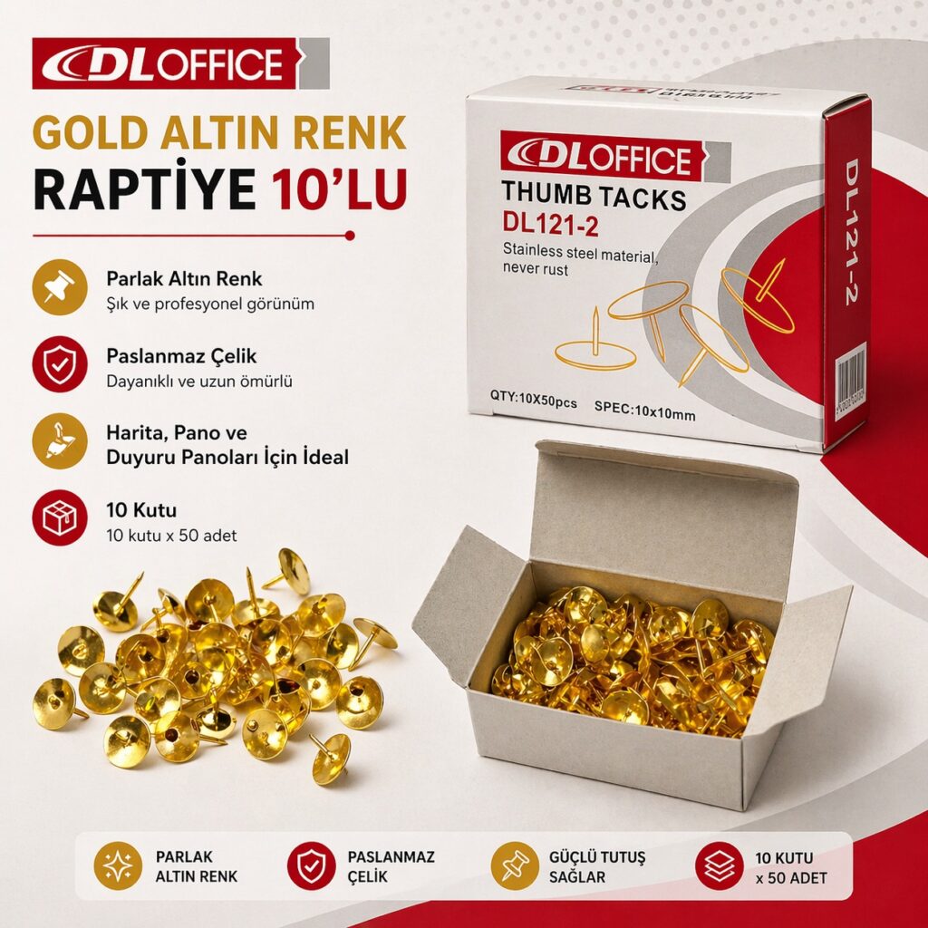 Altın Renk Raptiye 10 Mm 10'Lu Paket