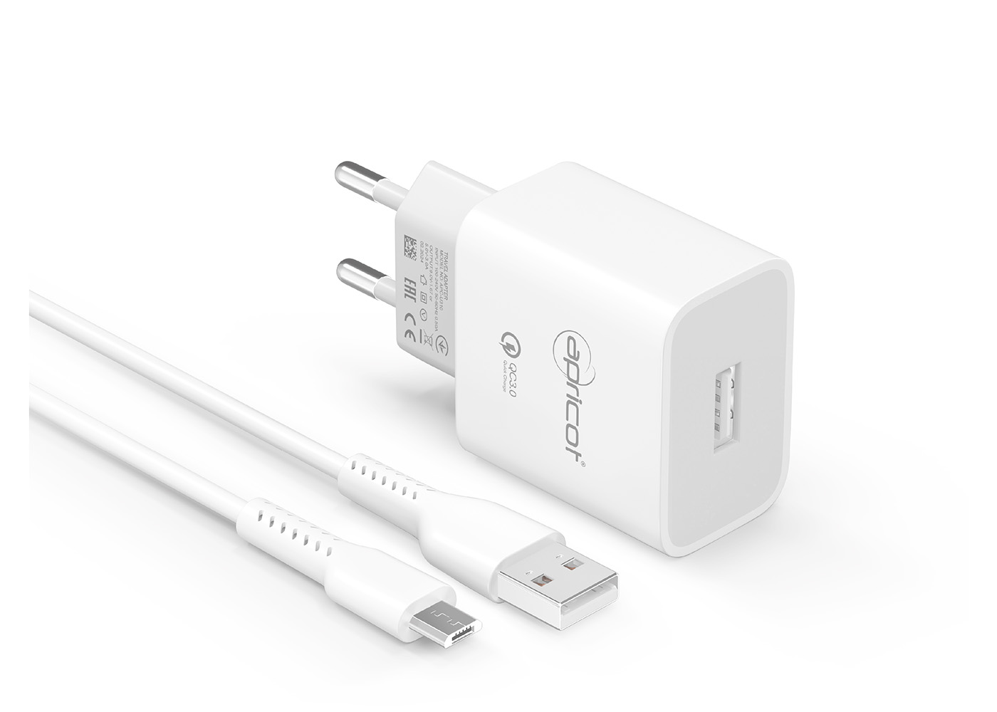 Apricot APC-U310M 3.4A Beyaz Micro USB + Ev Şarj Adaptörü Seti