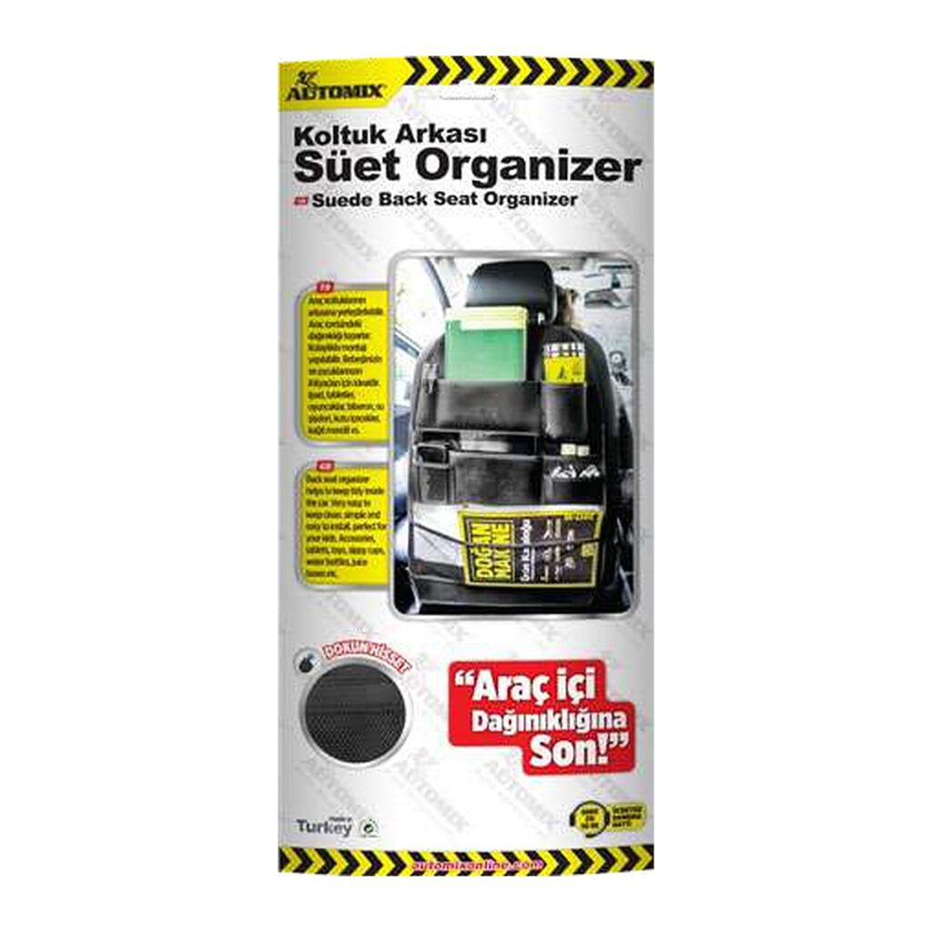 Automix Süet Koltuk Arkası Organizer Siyah