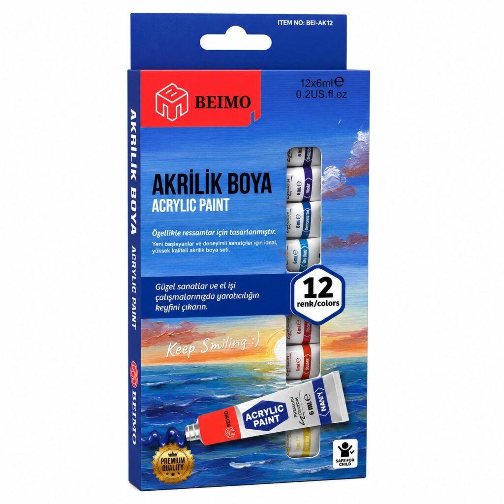 Beimo Tüp Akrilik Boya 12 Renk *Koli 120