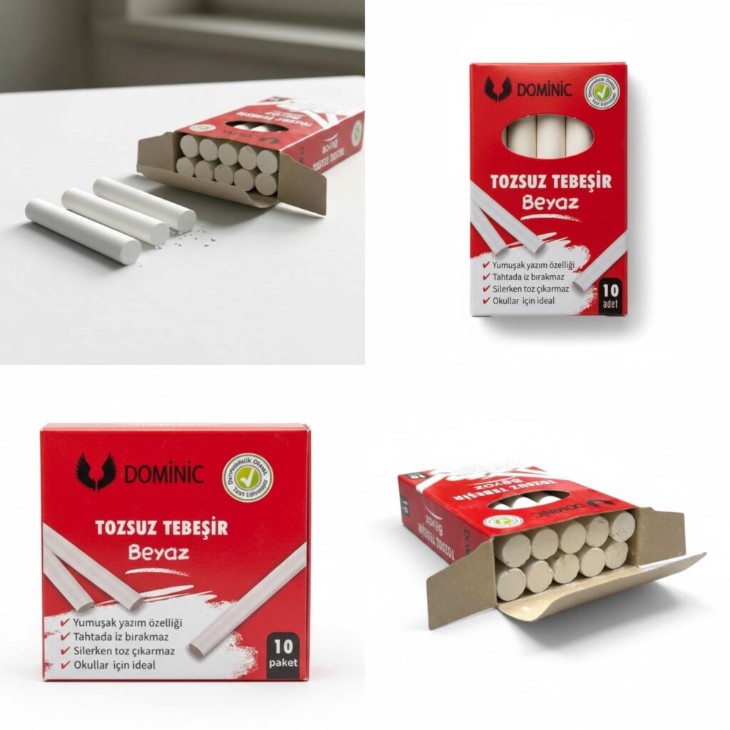 Beyaz Tozsuz Tebeşir 10'Lu Set 10'Lu Paket (100 Adet)